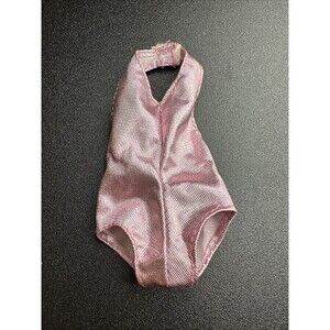 Vintage Metallic Pink Barbie Halter Swimsuit Or Bodysuit